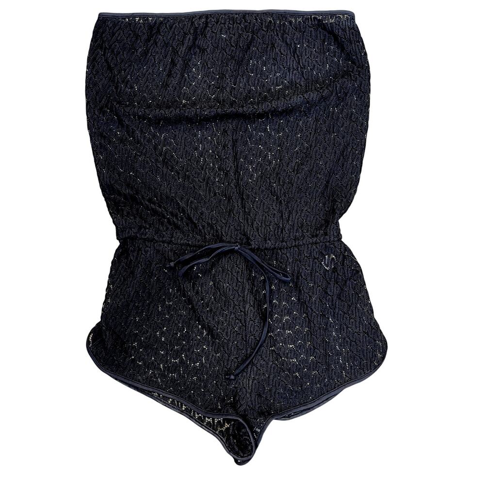 Victoria’s Secret Black Lace Crochet Dolphin Hem Beach Cover Up Romper Medium